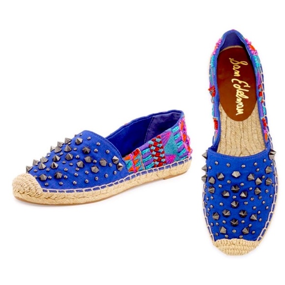 Sam Edelman Blue Linsley Beaded Studded Espadrille 6.5 - Picture 1 of 7